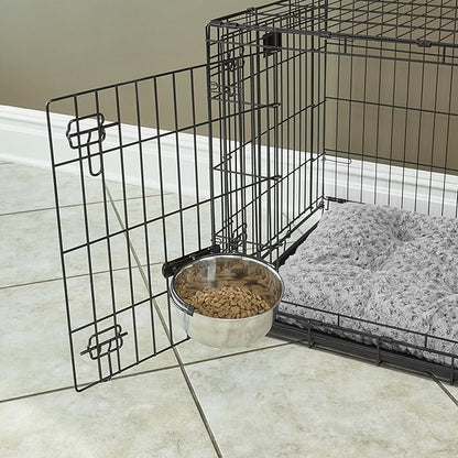 MidWest Homes for Pets Snap'y Fit Stainless Steel Food or Water Bowl, Holds 1 Quart, Mounts to Wire Crates, No-Tip Design, Rust-Resistant, for Dogs and Cats