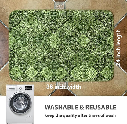 nunubaby 4PACK Washable Pee Pads for Dogs, Stylish, Non-Slip and Leak-Proof Pee Pads. Reusable Potty Pads for Dogs for Crates and Floors.(Green/Multi, 24" x36" )