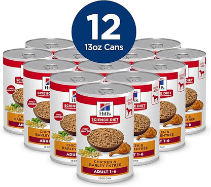 Hill's Science Diet Adult 1-6 Premium Nutrition Wet Dog Food,Chicken & Barley,13 oz. Cans,(Pack of 24)