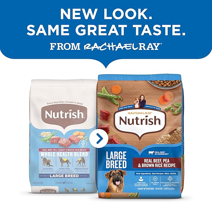 Nutrish Rachael Ray Dry Dog Food Large Breed Real Beef, Pea & Brown Rice Recipe, 13 lb. Bag