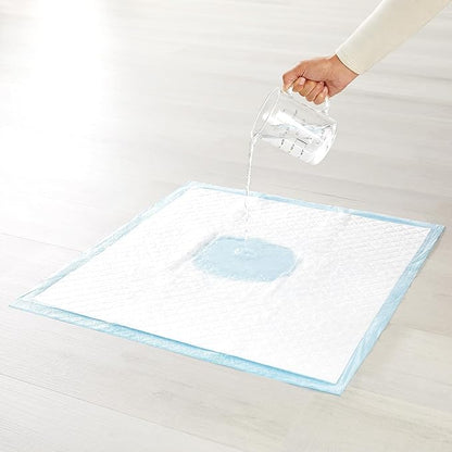 Amazon Basics Heavy Duty Dog and Puppy Pee Pads, Leak-Proof 5-Layer Super Absorbent, Quick-Dry Surface for Potty Training, Regular Size, 24x23", Blue & White, 50 Count