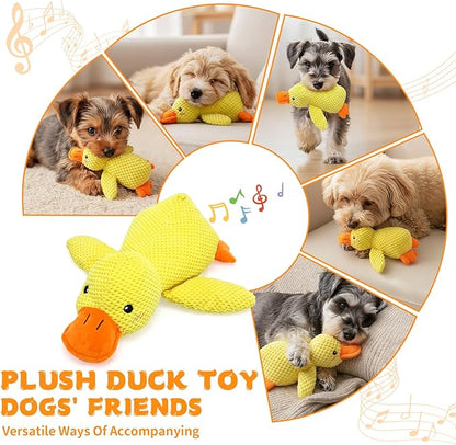 Calming Duck Toy for Dogs, 2026 New Interactive Crinkle Toy with Quack Sound for Dogs Teeth, Soft Stuffed Plush Mellow Calming Duck Pillow for Puppy Keep Busy -Yellow, 9.8"x8.6"(S)