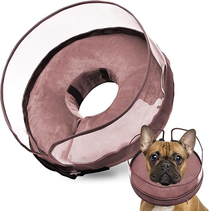 BARKLESS Dog Cone, Inflatable Dog Cone After Surgery for Small Medium Breeds, Soft Surgery Collar with Enhanced Anti-Licking Guard Shield for Pets, Patented Protective Donut Collar