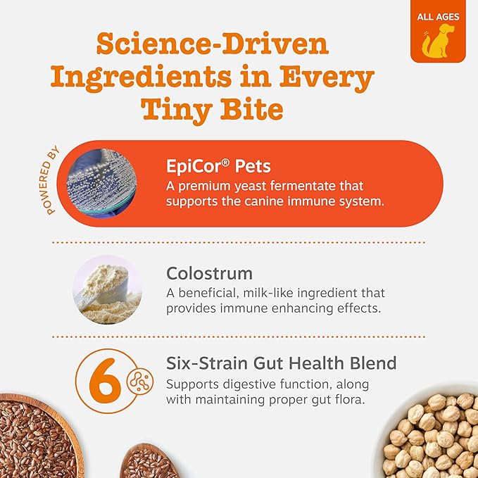 Zesty Paws Allergy Immune Bites - Dog Allergy Chews, Dog Probiotics for Itchy Skin and Ears, Lamb, Mini, 90ct