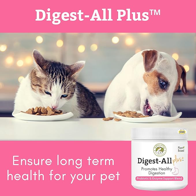 Wholistic Pet Organics Daily Cat & Dog Probiotics for Digestive Health, Anti Diarrhea & Gut Support - Probiotics for Dogs with Digestive Enzymes & Prebiotic Fiber - Cat Probiotic - 4 Oz - 113 Scoops
