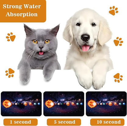 Dog Food Mats for Floors Waterproof Mat for Cat Food and Water Bowls - Absorbent Quick Dry Non Slip Mat for Pet Feeding