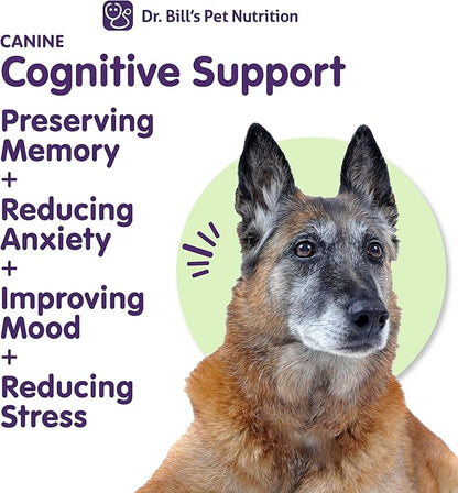 Dr. Bill’s Canine Cognitive Support Supplement for Adult, Senior & Elderly Dogs – Memory, Brain Function & Cognitive Health Support - Lion's Mane Mushrooms, DHA, Ginkgo & More