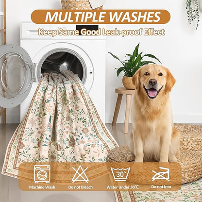 Washable Pee Pads for Dogs, 2 Pack Super Absorbent Reusable Puppy Pads with Colorful Flowers Patterns for Potty Training, Floor, Couch, Bed, and Crate,36"X36"