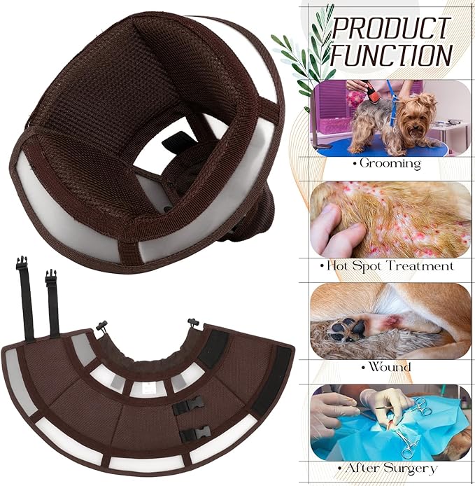 Dora Bridal Dog Cone Collar for Large Dogs After Surgery, Soft Comfy Recovery Pet Cone Alternative, Adjustable Elizabethan Collar for Dogs to Stop Licking, Brown, L