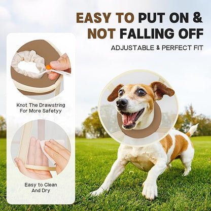 Soft Dog Cone Collar to Stop Licking-Adjustable Comfortable Mesh Recovery Collars After Surgery for Small or Miniature Dog, Alternative to Plastic Elizabethan Collar for Neuter Incision Care (Brown,M)