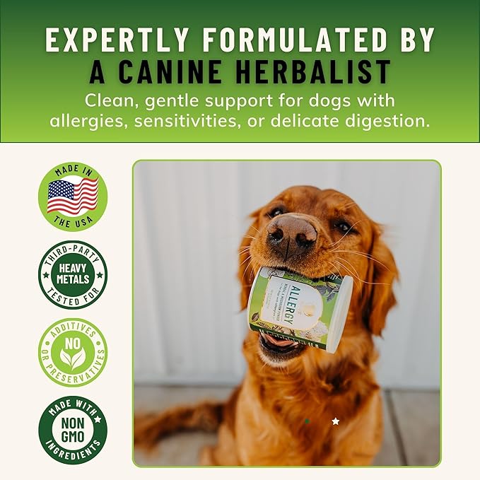 Fido's Herbal Allergy And Itch Relief For Dogs - No Fillers & Binders - 3.61oz Sensitive Stomach Dog Immune and Allergy Supplement - Best Itchy Skin Relief For Dogs from Pollen, Grass & Food Allergies