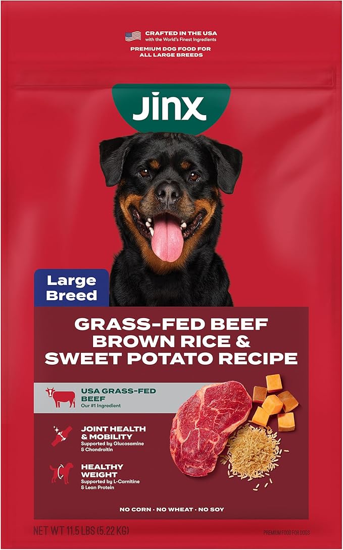 Jinx Premium Dry Dog Food for Large Dogs - Adult Dog Food with Real Beef, Brown Rice & Sweet Potato Kibble with Antioxidants for Joint Health, Mobility & Immune Support - No Fillers - 11.5lb