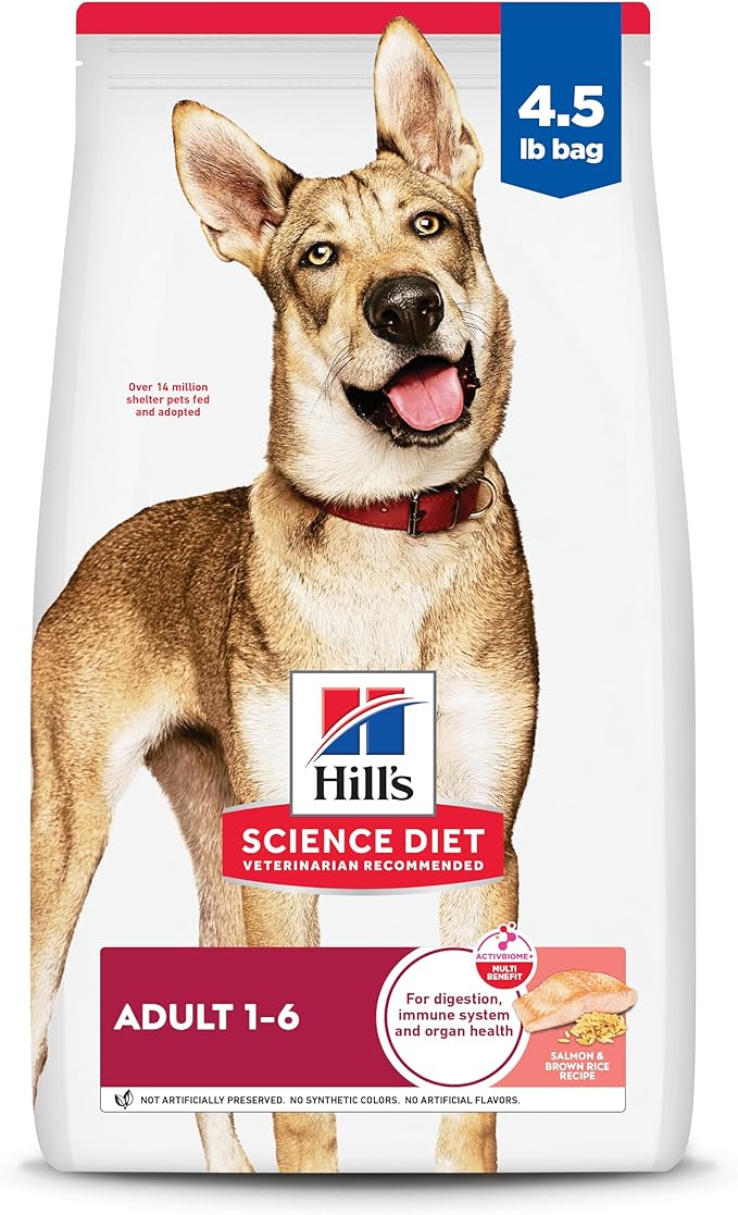 Hill's Science Diet Adult 1-6 Dry Dog Food, Salmon & Brown Rice, 4.5 lb. Bag