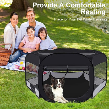 Dog Cat Playpen,Portable Pet Puppy Playpen,Rabbit Puppy Dog Play Pen for Indoors,Dogs Tent for Indoor Cats,Kitten Playpen,Collapsible Small Cats Crate Cage for Small Dogs with Carrying Case(Grey, S)