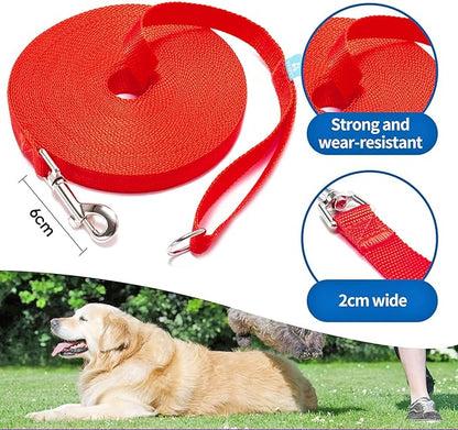 BAAPET 15/20/30/50/100 ft Long Dog Training Leash with Clickers for Small, Medium and Large Dogs or Cats (30 Feet, Red)