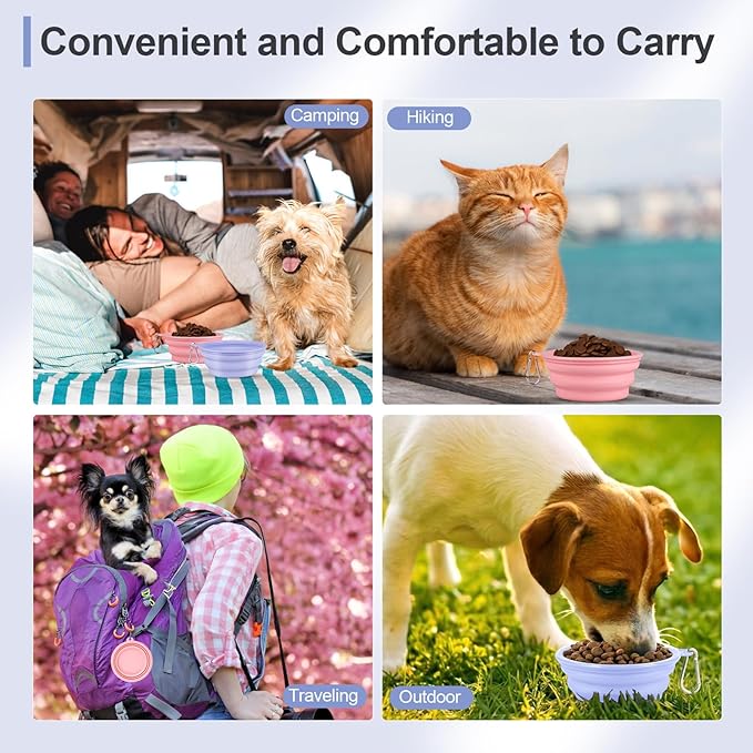 Kytely Collapsible Dog Bowls for Travel, 2Pack Dog Portable Water Bowl, Foldable Pet Food Bowl with Clasp, Pet Cat Feeding Cup Dish for Traveling, Walking, Hiking