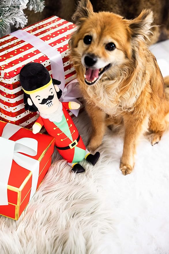 Pearhead Holiday Nutcracker Dog Toy, Stuffed Dog Plush Toy, Squeaker Pet Toy, Christmas Dog Toy, Pet Owner Gift, Novelty Pet Toys