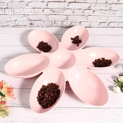 Pssopp Petal Bowl, 6-Petal Plastic Feeder, Easy to Use, Multi-Function, Space Saving, Stable Design