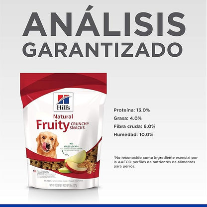 Hill's Natural Fruity Crunchy Snacks, All Life Stages, Great Taste, Dog Treats, Apples & Oatmeal, 8 oz Bag