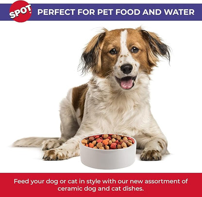SPOT Ceramic Stoneware- Pet Bowl for Medium and Large Dogs, Classic Heavy Duty Non-Slip Ceramic Bowl for Food and Water - 7.5in Diameter