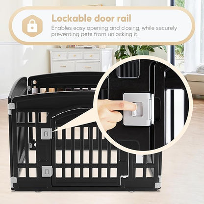 Simple Deluxe Dog Playpen, 24" Exercise 4-Panel Pet Playpen with Door, Safe and Secure, Folding and Portable Puppy Playpen for Puppies and Small Dogs, Black