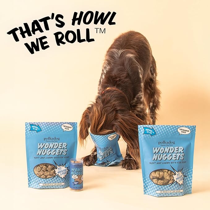Polkadog Wonder Nuggets Soft & Chewy Dog Treats - Wild-Caught Whitefish & Kelp, All Natural, Limited Ingredient, Premium Training Treats for All Breeds, Great for Allergies, Made in USA - 10oz