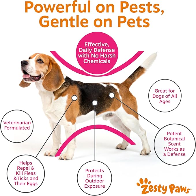 Zesty Paws Flea and Tick Spray for Dogs - Kill Fleas, Ticks & Their Eggs - Veterinarian Formulated - Soothes Itchy & Irritated Dog Skin - Cedarwood Oil, Rosemary Oil & Peppermint Oil