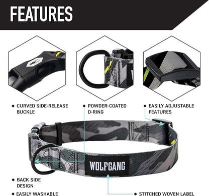 Wolfgang Heavy Duty Martingale Dog Collar with Quick Release Nylon Buckle for Walking & Training, DarkSkies Print, Extra Large