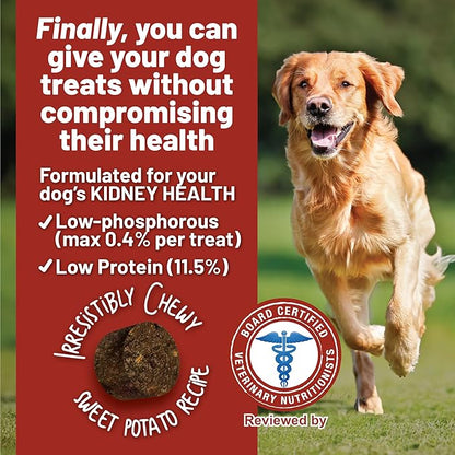 Dave's Pet Food Kidney Dog Treat for Renal Diet, Semi-Moist Sweet Potato Treats, Low Phosphorus Chewy Treats, Kidney Support for Dogs, Complements Friendly Dog Food (2 Pack)
