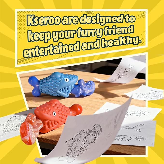 Kseroo Tough Dog Toys for Aggressive Chewers: 2 Pack Indestructible Dog Toys to Keep Them Busy, Tough Chew Toys for Large Dogs, Nylon & Rubber Dog Chew Bones, Squeaky Dog Toy for Large Breed