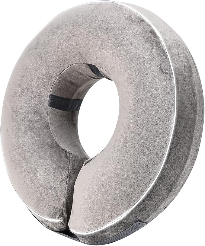 Inflatable Reflective Dog Cone Collar Alternative After Surgery,Doggie Recovery Dount Neck Ecollar,Adjustable Soft Dog Cone Collar for Small Medium Large Dogs (Grey, L)
