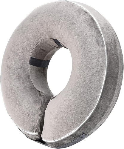 Inflatable Reflective Dog Cone Collar Alternative After Surgery,Doggie Recovery Dount Neck Ecollar,Adjustable Soft Dog Cone Collar for Small Medium Large Dogs (Grey, L)
