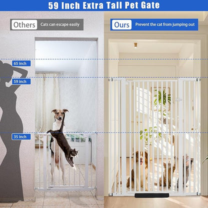 SHYUJAJIE 59 Inch Extra Tall Pet Gate for Cats,29.5-43" Adjustable Wide Dog Gates,No Drilling Pressure Mounted Walk Through Tall Cat Gate for Doorways,Hallway,Stairs