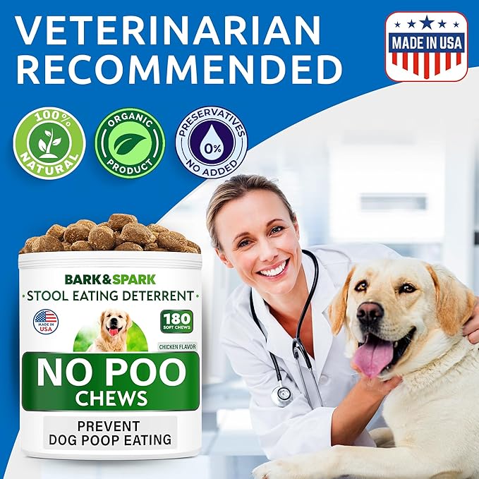 No Poo Chews for Dogs - Coprophagia & Stool Eating Deterrent with Probiotics, Digestive Enzymes & Breath Aid Support - Stop Dog Poop Eating - Made in USA
