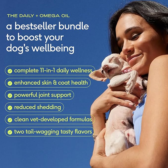 Native Pet Daily Wellness Bundle - Dog Vitamins and Supplements & Omega 3 Fish Oil Wild Alaskan Salmon Fish Oil for Dogs - 11-in-1 Multivitamin Powder Supports Joints, Gut, Skin, Coat & Heart Health