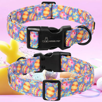 ARING PET Easter Dog Collar, Cute Purple Eggs Pet Collars with Quick Release Buckle for Puppy Small Medium Large Boy Girl Dogs-M