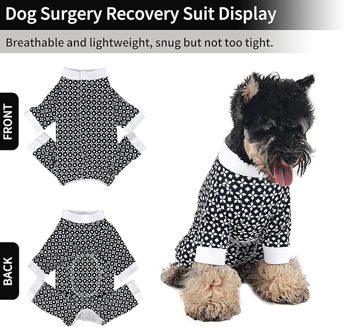 Dog Onesie for After Surgery Recovery Suit Pet Surgical Suit for Female Male Cone E-Collar Alternatives After Spay Abdominal Wounds Protector Dog Anti-Licking Onesie for Small Medium Dogs