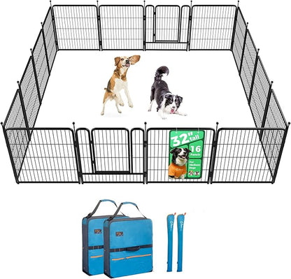 FXW Rollick Unleashed Dog Playpen for Indoor, Yard, RV Camping, 32 inch 16 Panels Dog Pen with Playpen Storage Bag (2 Packs) for Small and Medium Dogs, Black│Patented