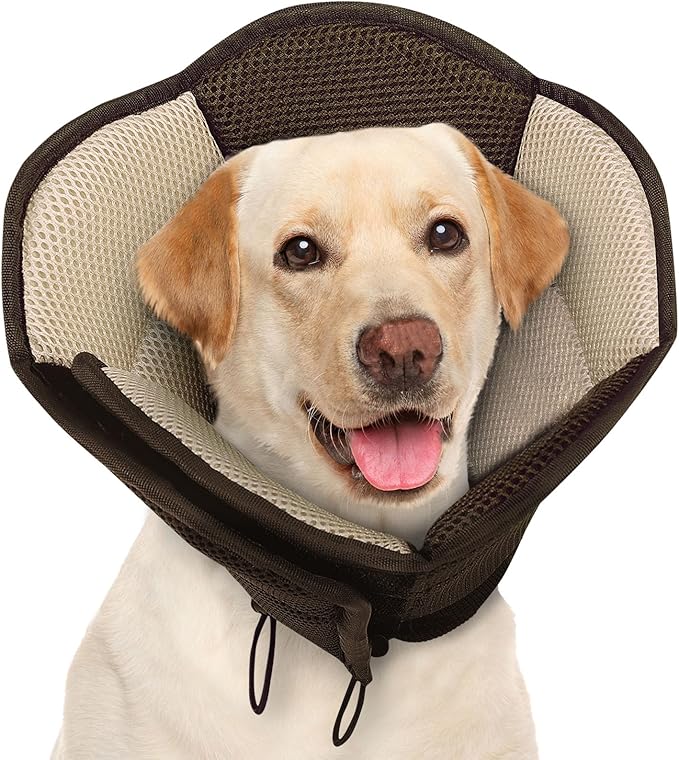 AOFITEE Dog Cone - Soft Cone for Dogs After Surgery, Comfy Cones for Large Dogs to Stop Licking, Adjustable Soft Dog Cone Collar, Elizabethan Pet E-Collar for Wound Healing, Brown Large