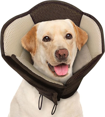 AOFITEE Dog Cone - Soft Cone for Dogs After Surgery, Comfy Cones for Large Dogs to Stop Licking, Adjustable Soft Dog Cone Collar, Elizabethan Pet E-Collar for Wound Healing, Brown Large