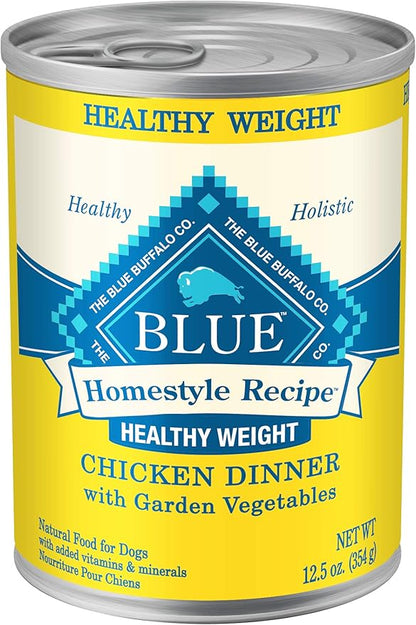 Blue Buffalo Homestyle Recipe Natural Adult Healthy Weight Wet Dog Food, Chicken 12.5-oz can (Pack of 12)