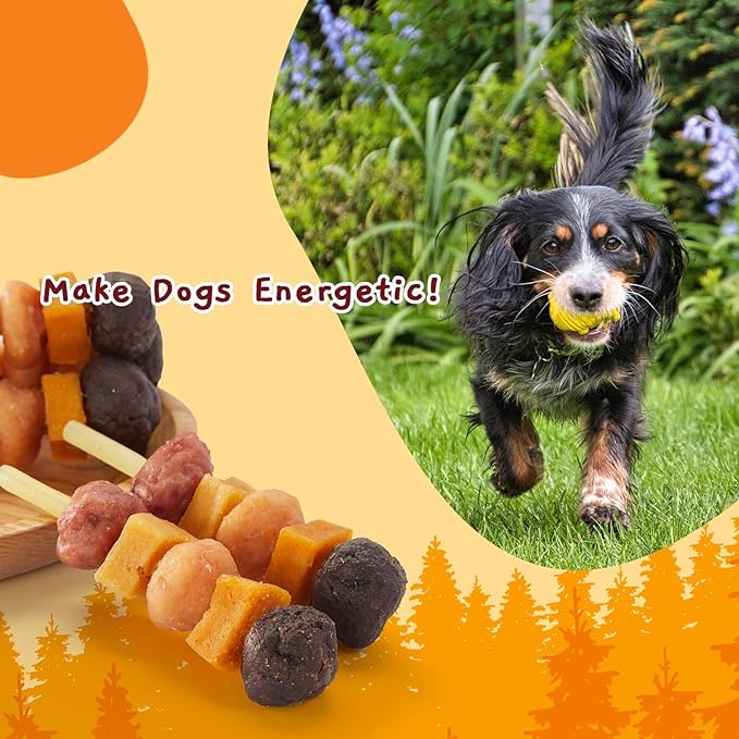 Jungle Calling Dog Treats,Dogs Kabob with Cod Stick, Rawhide-Free Chews, Made with Chicken, Duck, Beef, Sweet Potato and Pumpkin (Pack of 2)