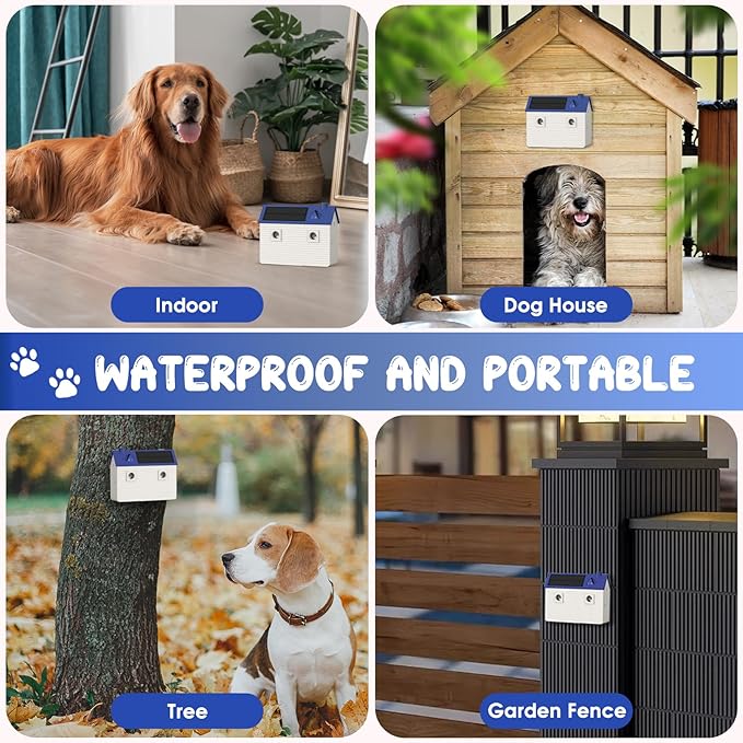 Dog Bark Deterrent Devices: Ultrasonic Anti Barking Device for Dogs with 3 Training Modes 50 FT | Solar Dog Barking Deterrent Devices | Stop Barking Dog Device for Indoor (Blue)