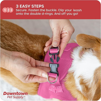 Downtown Pet Supply Step-in Dog Harness – No Pull, Adjustable Padded Mesh with Reflective Trim, Secure Buckle Strap – Comfortable & Breathable Small Dog Harness, Small, Pink
