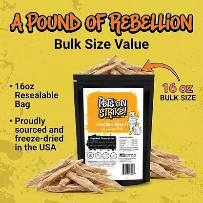 Freeze Dried Chicken Breast for Dogs & Cats (16oz) – Single Ingredient Dog Treats – USA Sourced & Made – High Protein, All Natural, Grain Free – Raw Freeze-Dried Training Treats