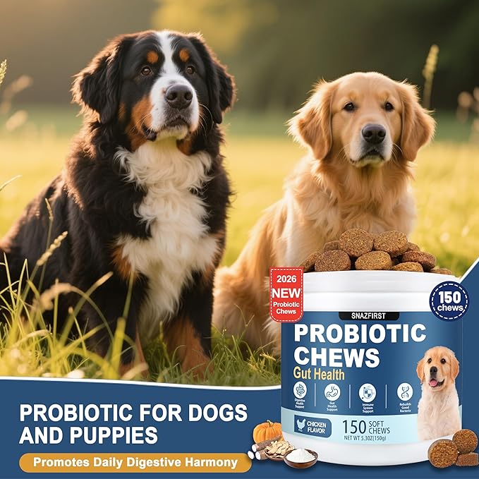 Probiotics for Dogs, Dog Probiotics Chews for Digestive Health & Gut Health, Improve Immune System,Constipation & Diarrhea Relief(Chicken Flavor, 150 Chews)