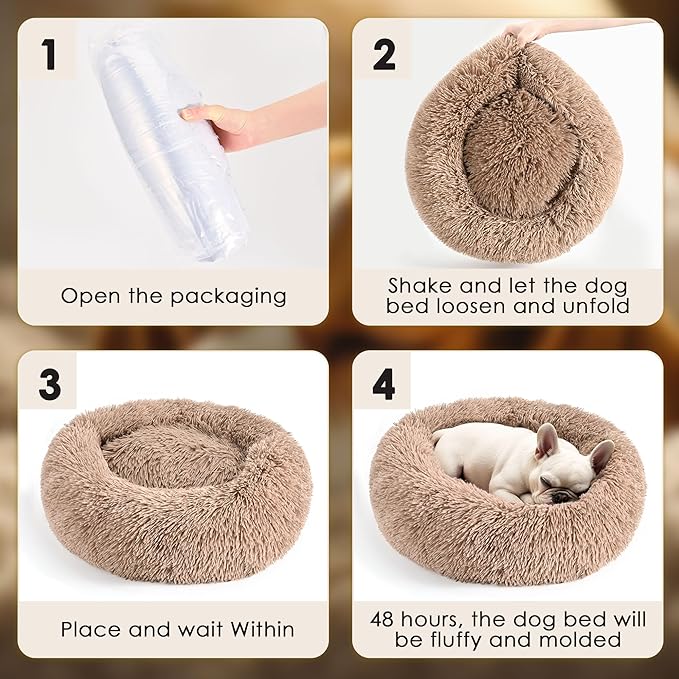 Extra Large Dog Beds, 36 Inch Human Dog Anxiety Relief Comfort Bed, Indestructible & Chew Proof Pet Beds (Camel)