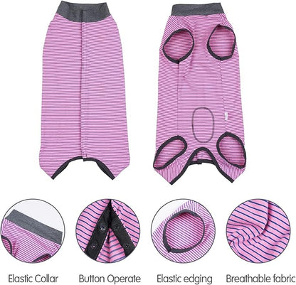Dotoner Dog Recovery Suit Abdominal Wound Puppy Surgical Clothes Post-Operative Vest Pet After Surgery Wear Substitute E-Collar & Cone(2XL,Pink)