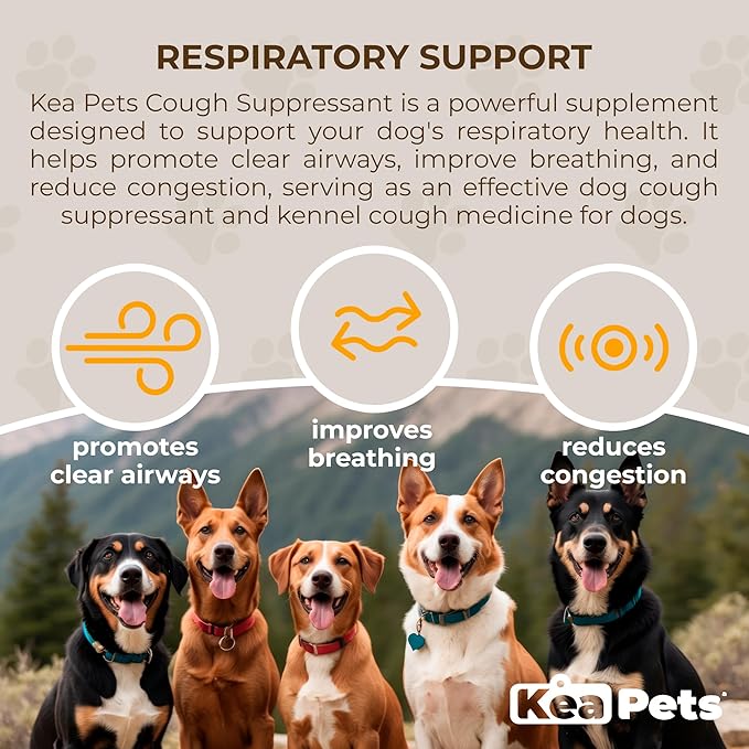 Cough Suppressant for Dogs - Natural Dog Respiratory Support During Kennel Cough Respiratory Health, and Optimal Dog Breathing