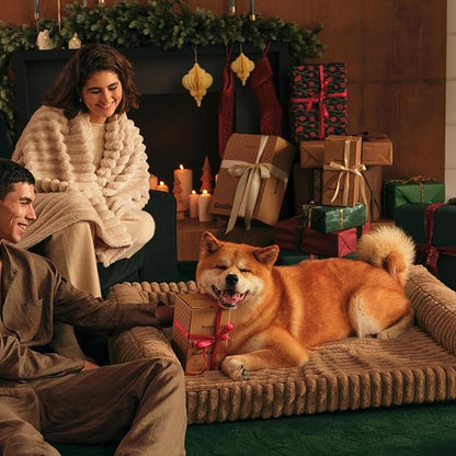Bedsure ComfyFleece™ Orthopedic Dog Beds for Extra Large Dogs, Waterproof Memory Foam XL Pet Bed with Sides, Non-Slip and Egg-Crate Foam Big Dog Couch Sofa with Washable Corduroy Cover, Brown
